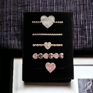 5 Piece Rose Gold Hearts Watch Charm Set
